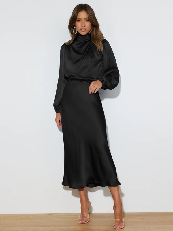 Jocelyn - Women's High Neck Maxi Dress with Long Sleeves - photo 18
