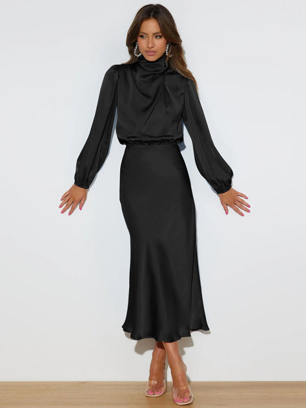 Jocelyn - Women's High Neck Maxi Dress with Long Sleeves - photo 20