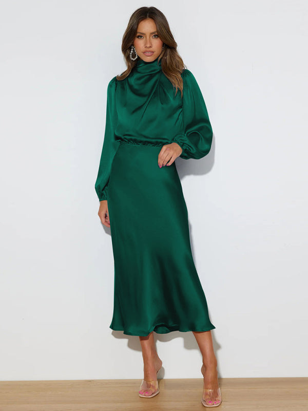 Jocelyn - Women's High Neck Maxi Dress with Long Sleeves - photo 23