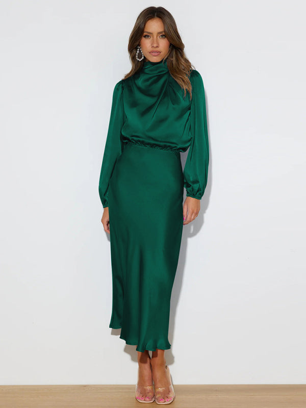 Jocelyn - Women's High Neck Maxi Dress with Long Sleeves - photo 25