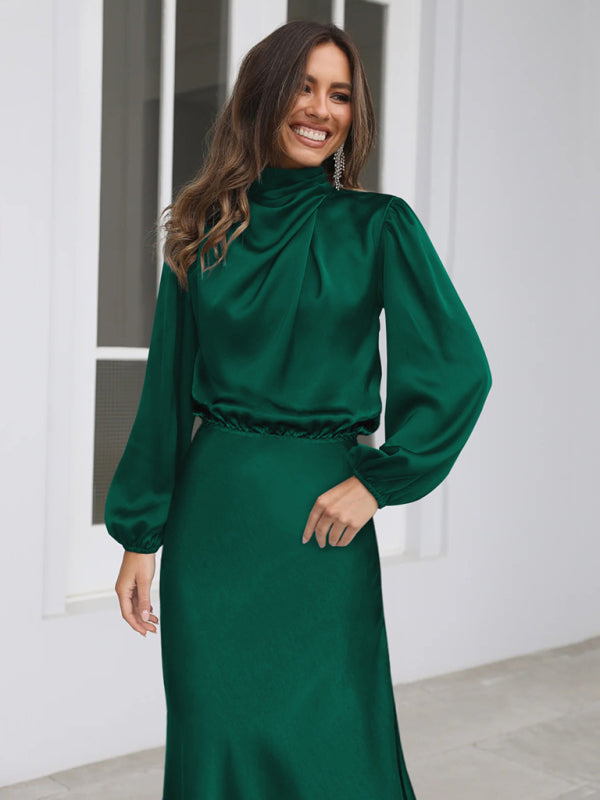 Jocelyn - Women's High Neck Maxi Dress with Long Sleeves - photo 26