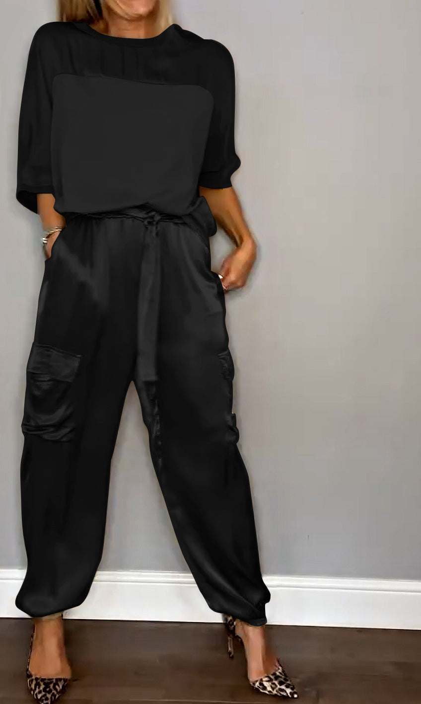 Nova - Tailleur deux pièces en satin pour femme (grande taille disponible)