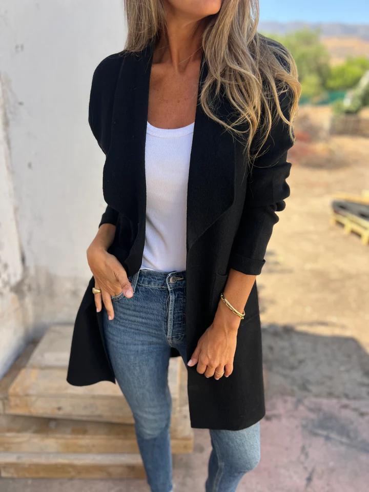 Women's Long Draped Cardigan with Open Front