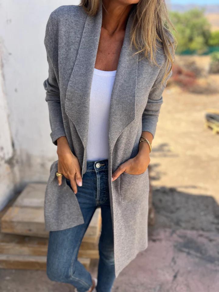 Women's Long Draped Cardigan with Open Front