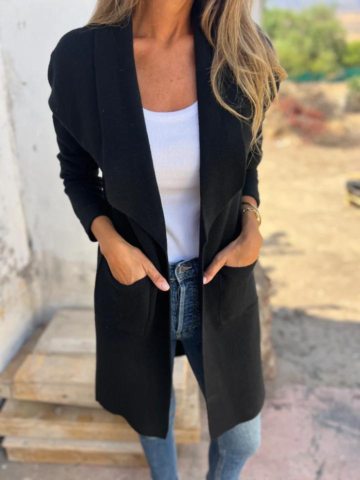 Women's Long Draped Cardigan with Open Front