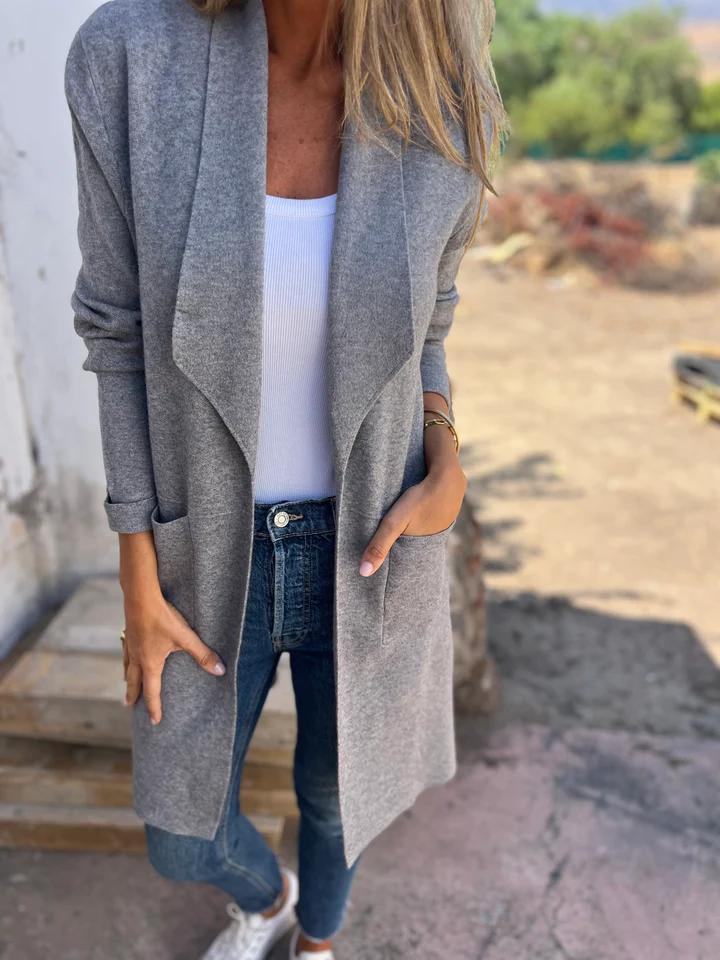 Women's Long Draped Cardigan with Open Front