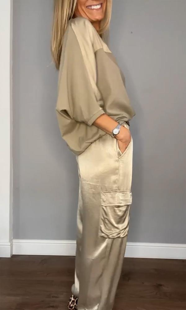 Nova - Tailleur deux pièces en satin pour femme (grande taille disponible)