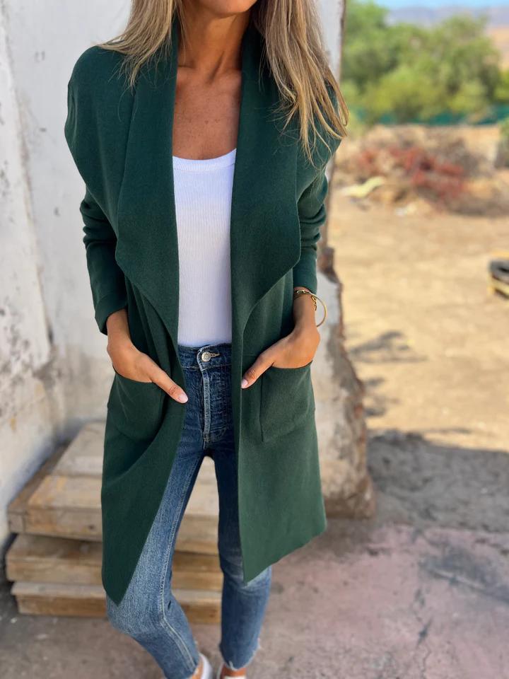 Women's Long Draped Cardigan with Open Front
