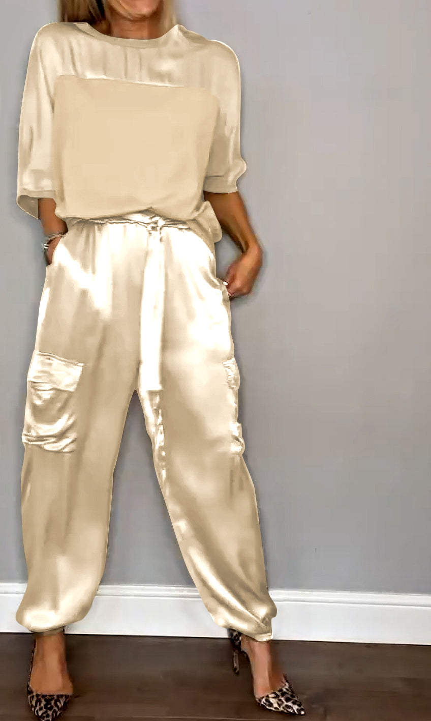 Nova - Tailleur deux pièces en satin pour femme (grande taille disponible)