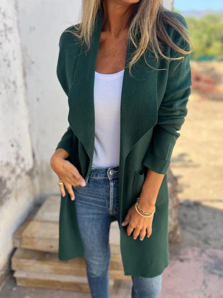 Women's Long Draped Cardigan with Open Front