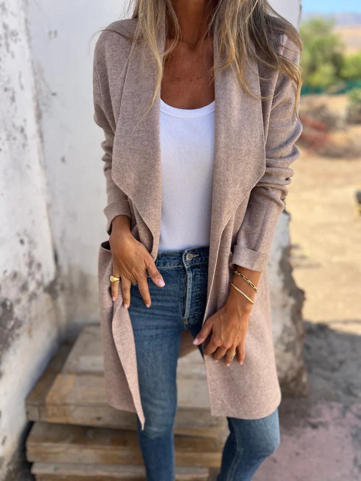 Women's Long Draped Cardigan with Open Front