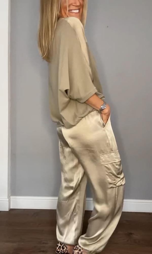 Nova - Tailleur deux pièces en satin pour femme (grande taille disponible)