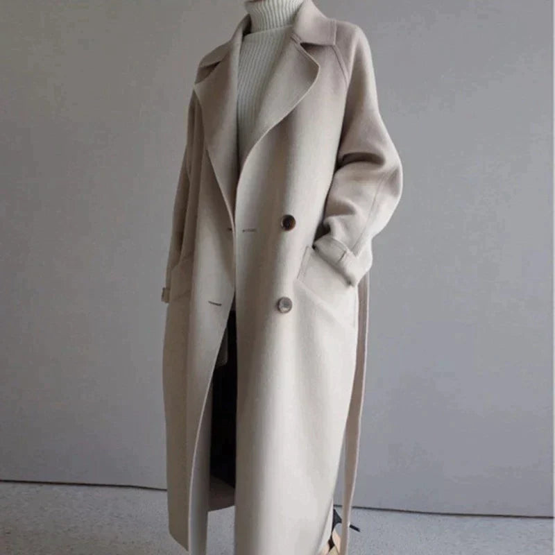 Karina - Women's Longline Coat with Button Front - photo 1