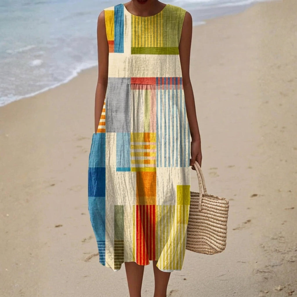 Kassie - Women's Artistic Patchwork Midi Dress - photo 1