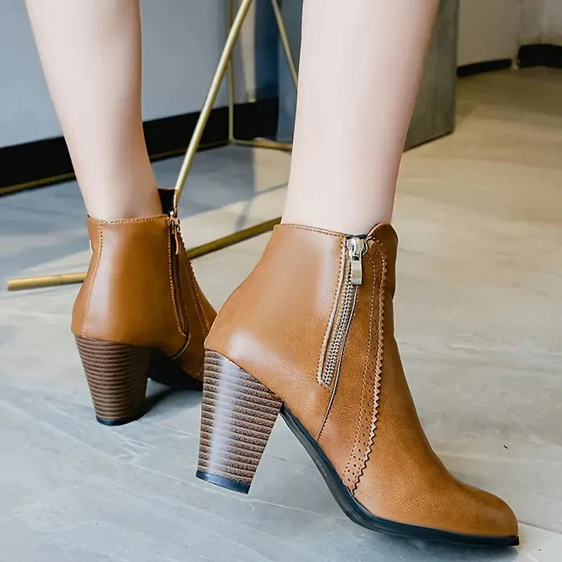 Katya - Women's Ankle Boots with Scalloped Trim and Side Zip - photo 2