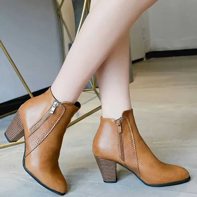 Katya - Women's Ankle Boots with Scalloped Trim and Side Zip - photo 3