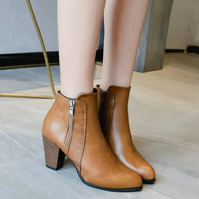 Katya - Women's Ankle Boots with Scalloped Trim and Side Zip - photo 5