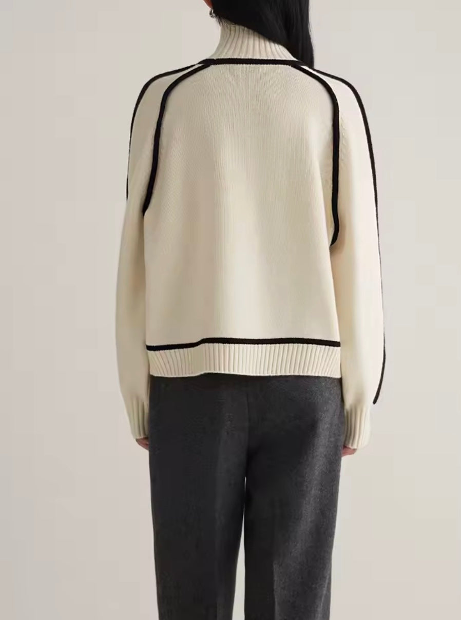 Kenzie - Women's Contrast Trim Roll Neck Sweater - photo 6