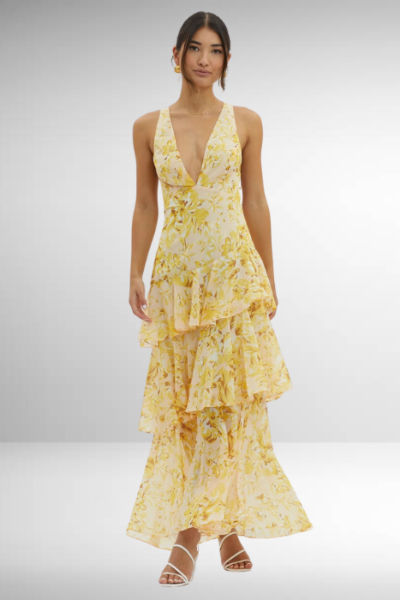 Lacie - Women's Abstract Print Tiered Flowy Maxi Dress - photo 15