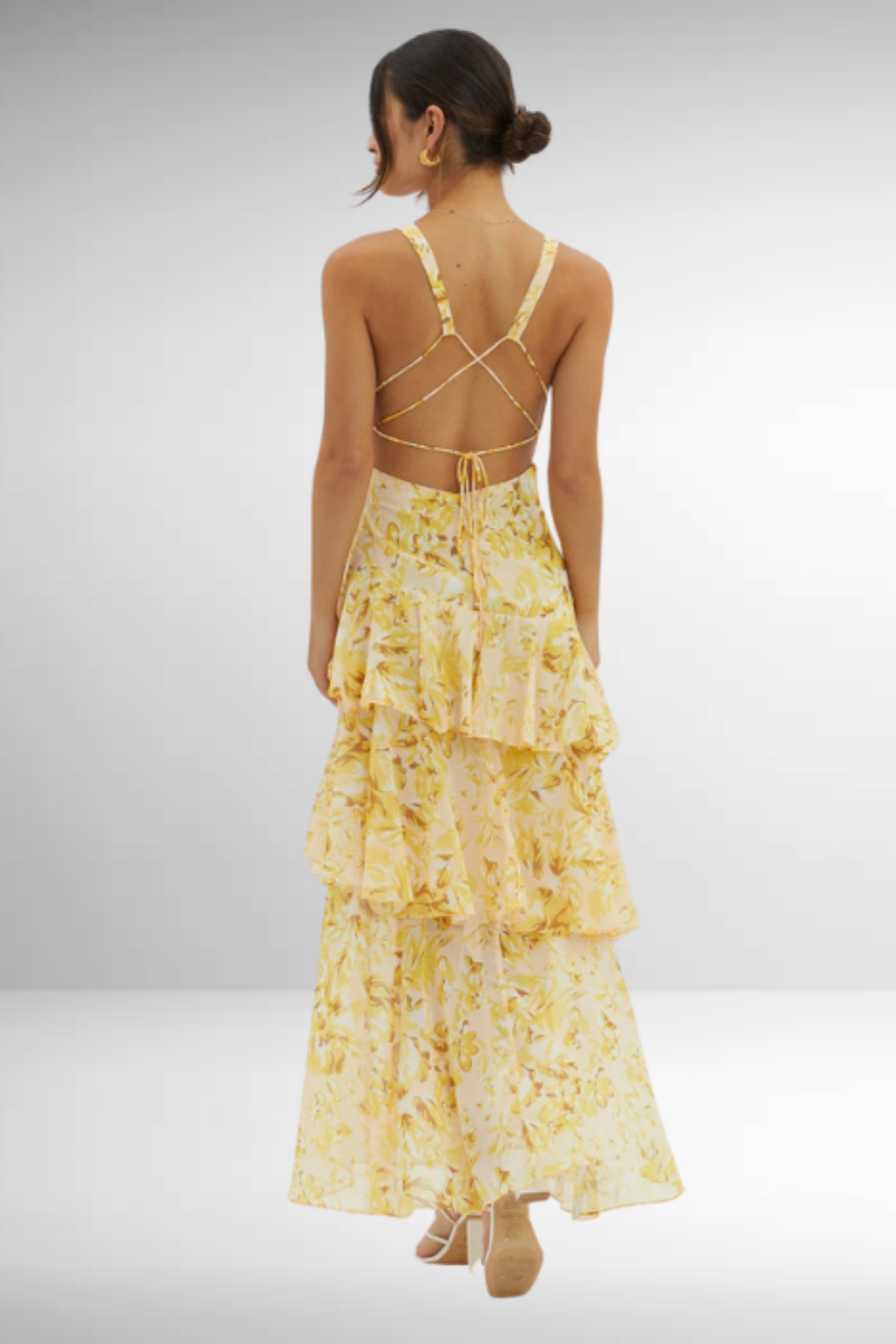 Lacie - Women's Abstract Print Tiered Flowy Maxi Dress - photo 16