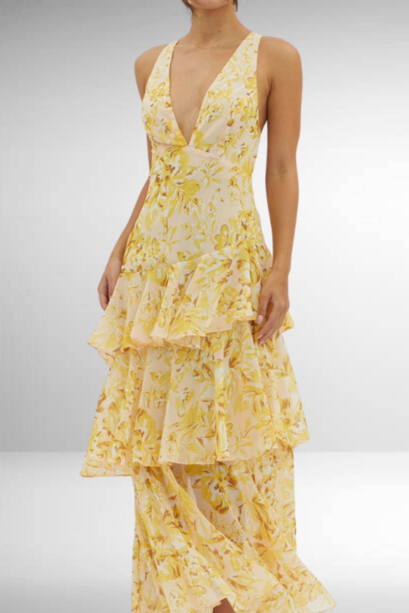 Lacie - Women's Abstract Print Tiered Flowy Maxi Dress - photo 17
