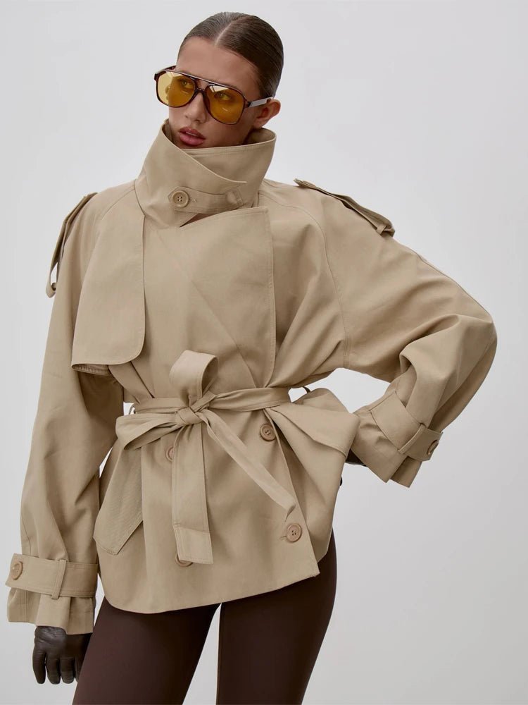 Lana - Women's Trench Coat in Lace Trim with Collar - photo 4
