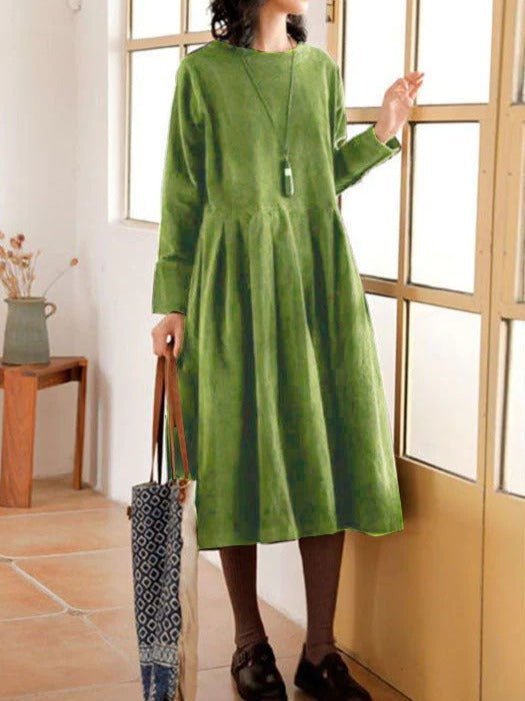 Laura - Women's Flowing Midi Dress with Long Sleeves - photo 3