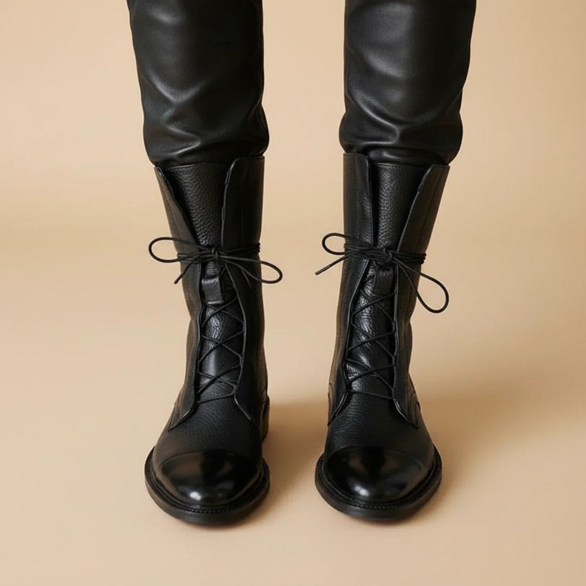 Leah - Women's Knee-High Boots with Lace-Up Front - photo 2
