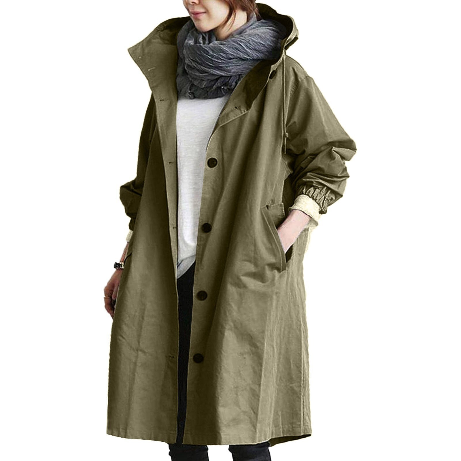 Lila - Women's Relaxed Long Coat with Pockets - photo 1