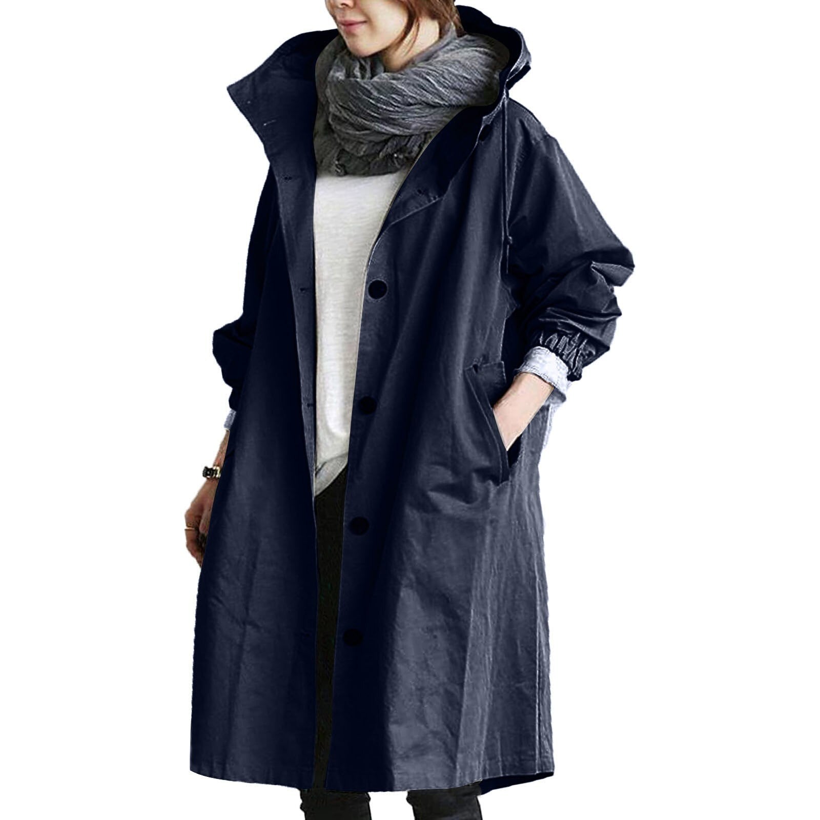 Lila - Women's Relaxed Long Coat with Pockets - photo 3