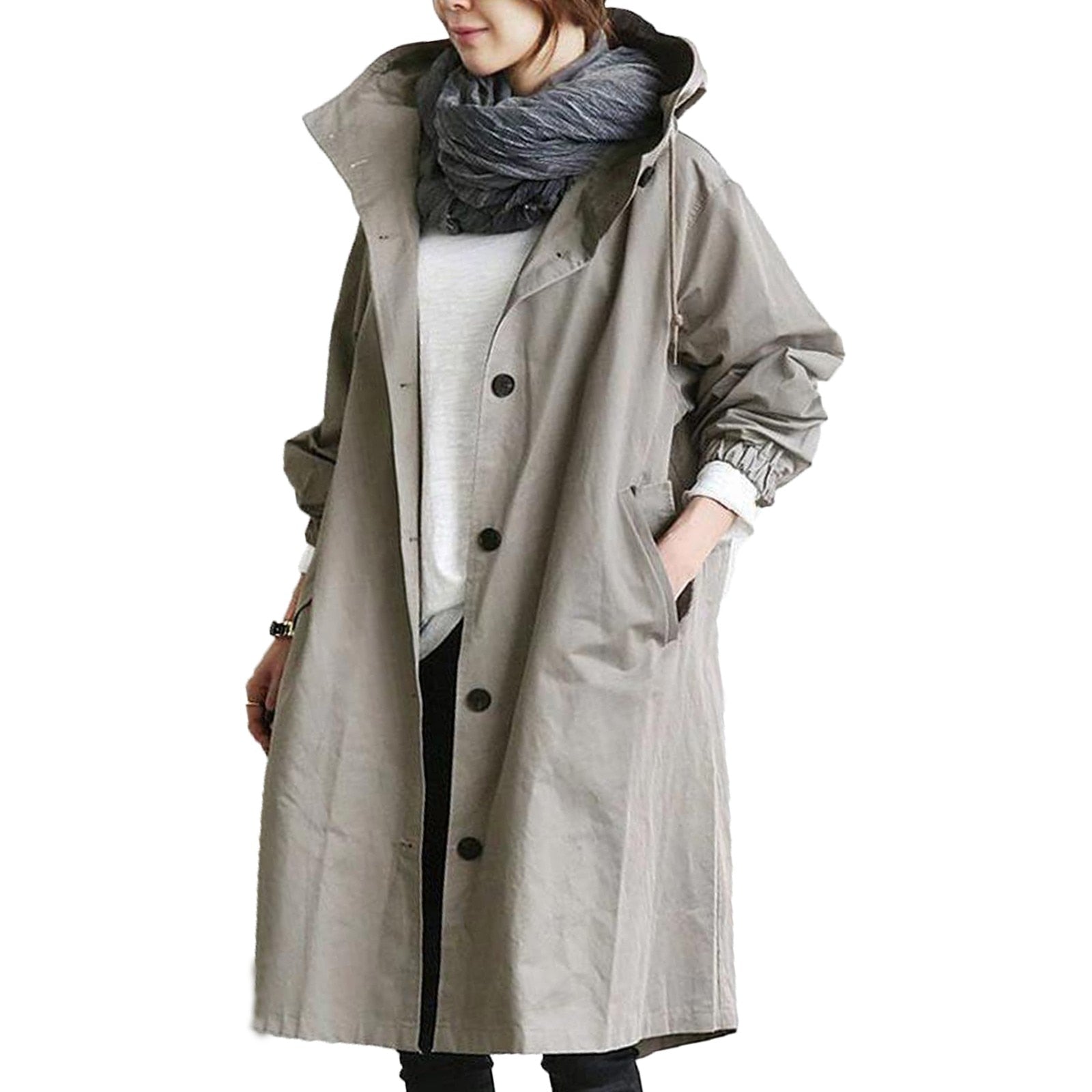 Lila - Women's Relaxed Long Coat with Pockets - photo 4