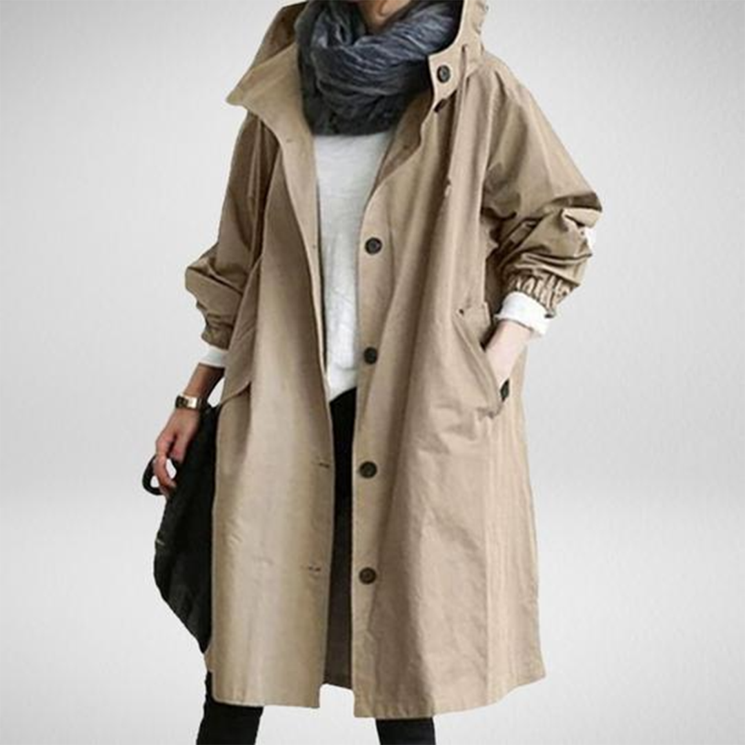 Lila - Women's Relaxed Long Coat with Pockets - photo 5
