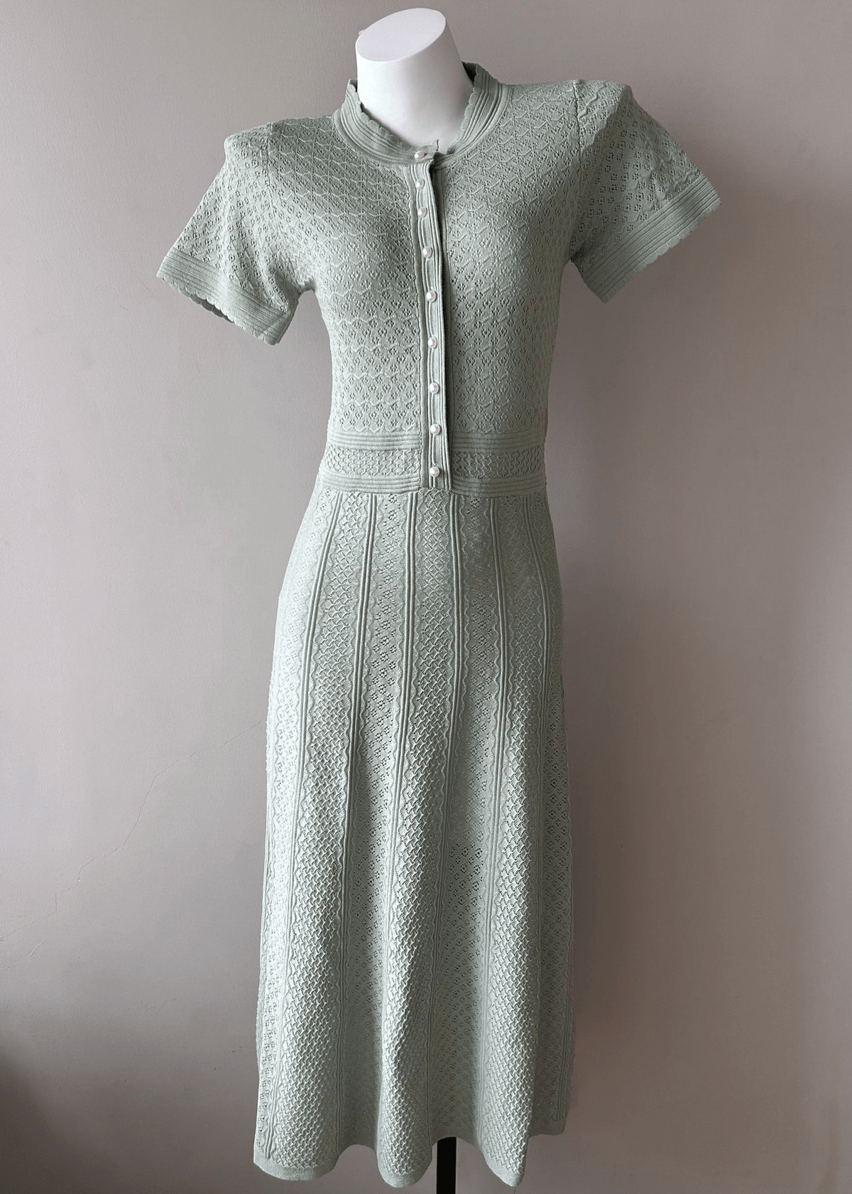 Lina - Women's Midi Dress in Knit with Button Front - photo 5