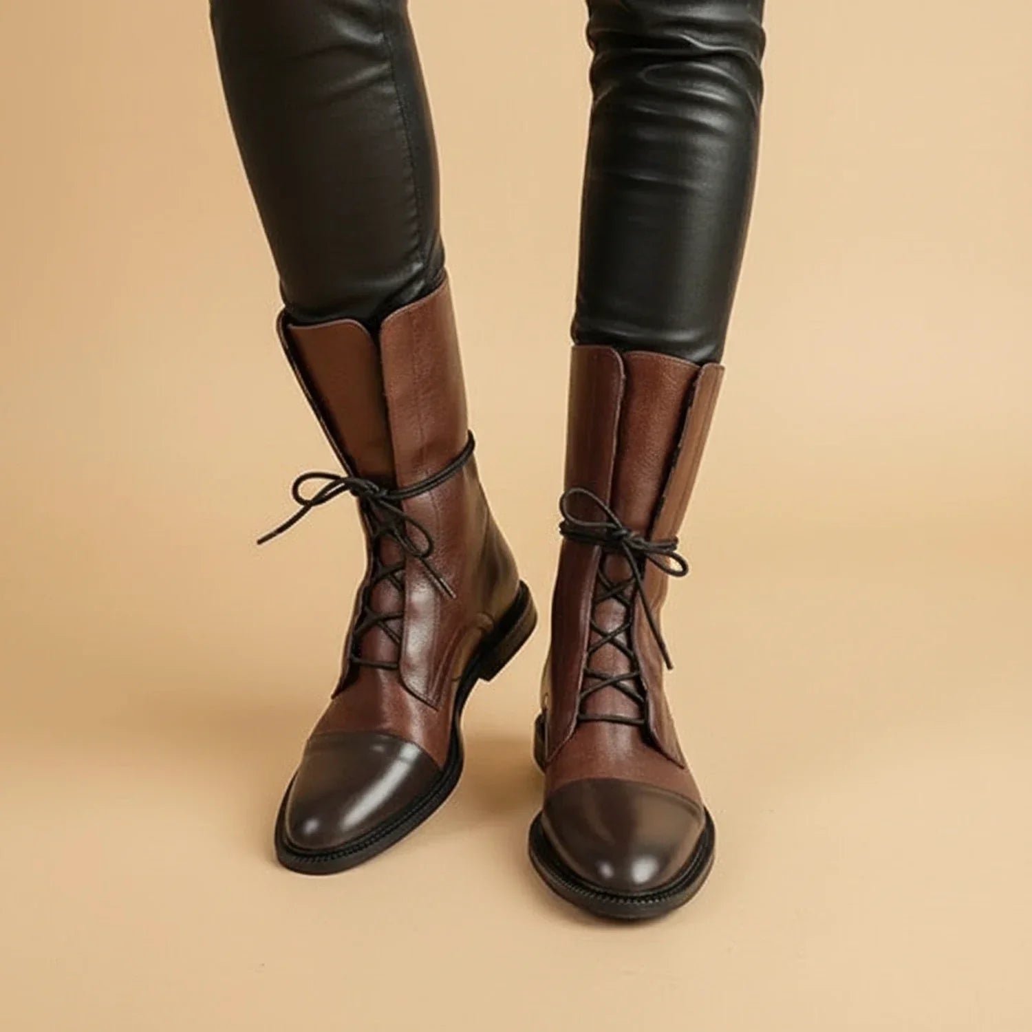 Linden - Women's Boots in Leather Look Finish with Lace-Up Front - photo 3
