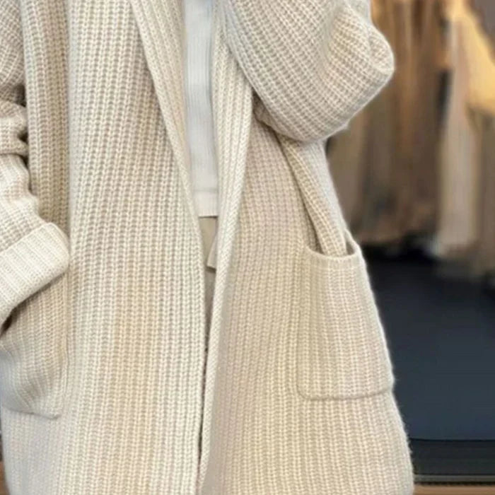 Linden - Women's Cardigan in Knit with Side Pockets - photo 3