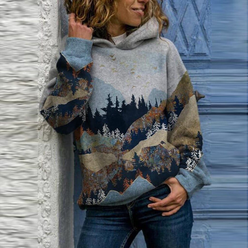 Louisa - Women's Relaxed Hoodie in Landscape Print - photo 1