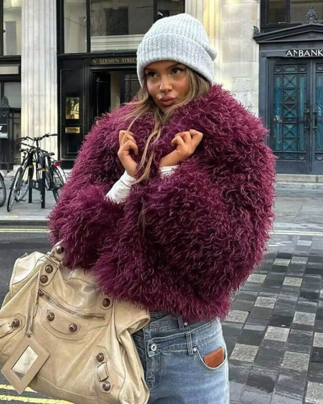 Luella - Women's Coat in Shaggy Faux Fur with Open Front - photo 2