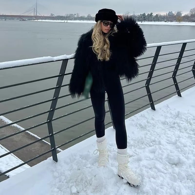 Luella - Women's Coat in Shaggy Faux Fur with Open Front - photo 9