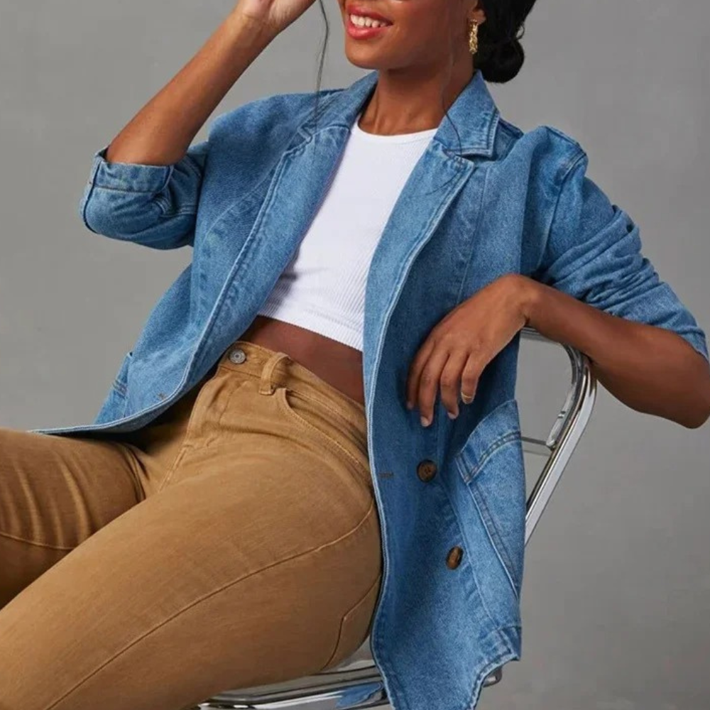 Luella - Women's Longline Denim Blazer Jacket - photo 4