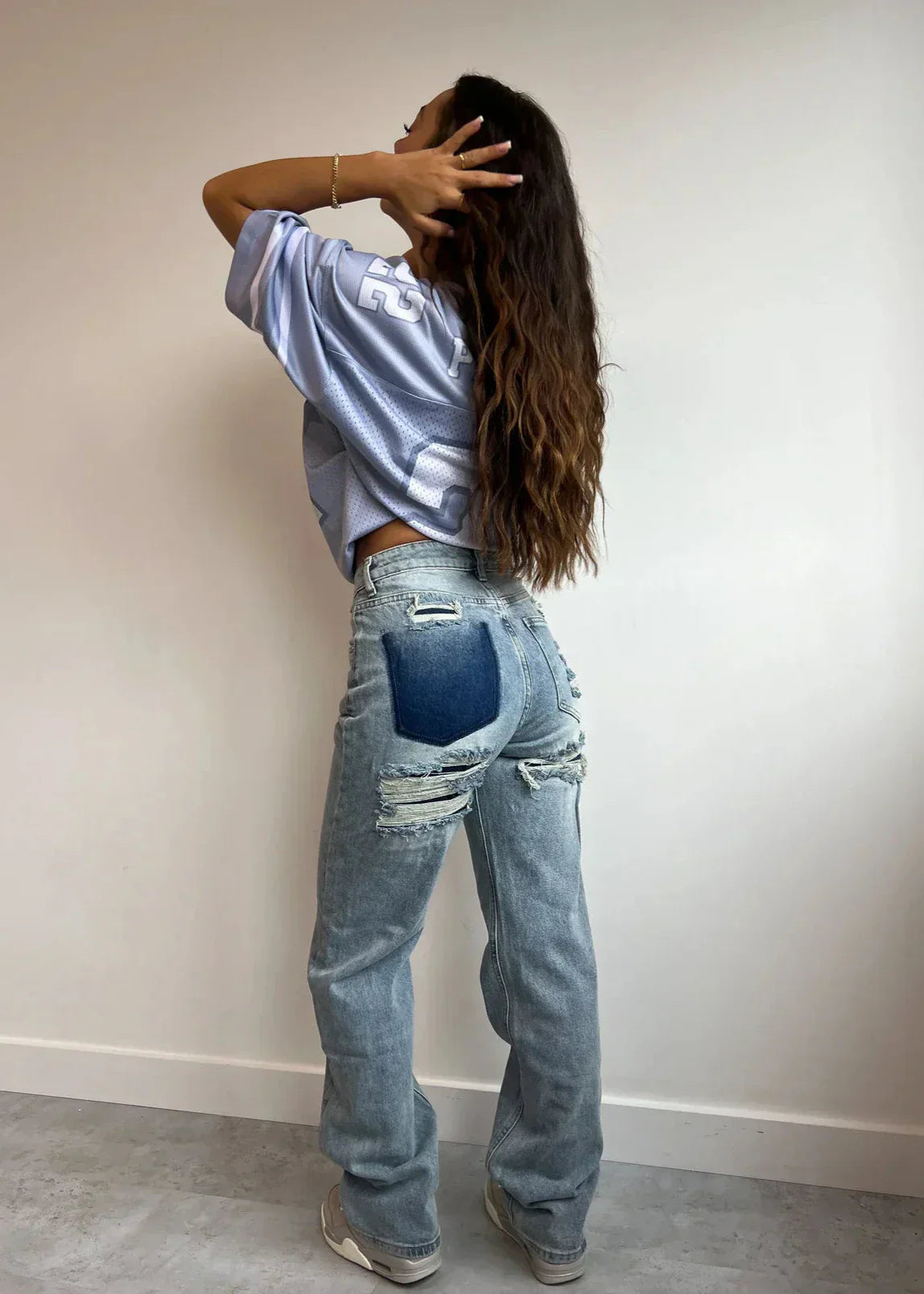 Lulu - Women's Wide Leg Distressed Jeans - photo 1