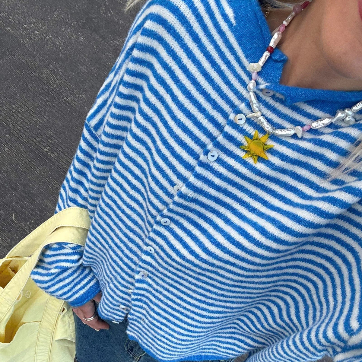 Luna - Women's Cardigan in Stripe with Button Front - photo 6