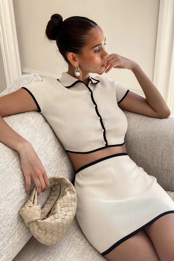 Mae - Women's Knitted Mini Set with Contrast Trim - photo 1