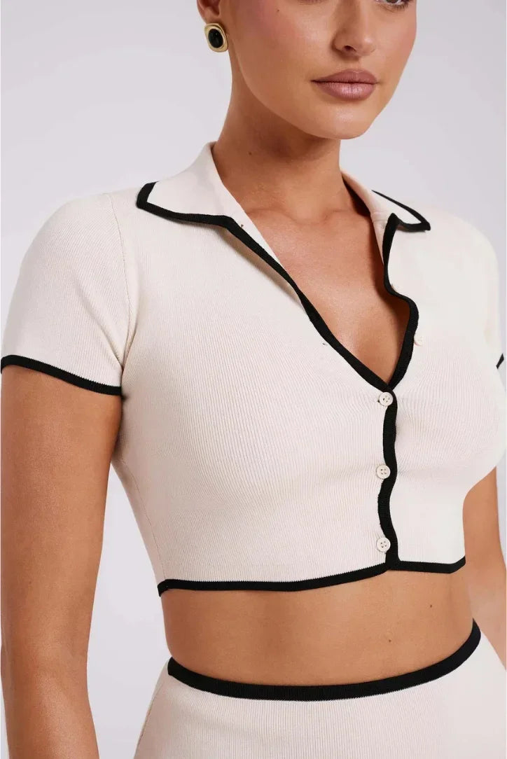 Mae - Women's Knitted Mini Set with Contrast Trim - photo 3