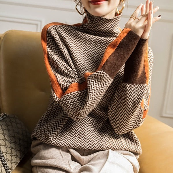 Maeve - Women's Jumper in Stripe with Roll Neck - photo 4