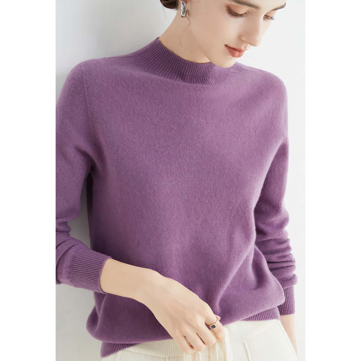 Maia - Women's Relaxed Jumper with Roll Neck - photo 11