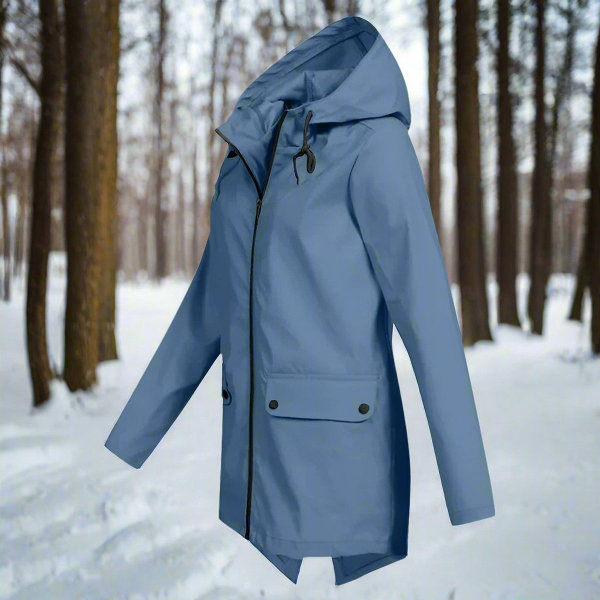 Maren - Women's Waterproof Hooded Rain Jacket Zip-up Longline - photo 3