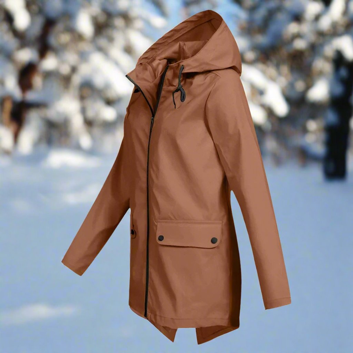 Maren - Women's Waterproof Hooded Rain Jacket Zip-up Longline - photo 5