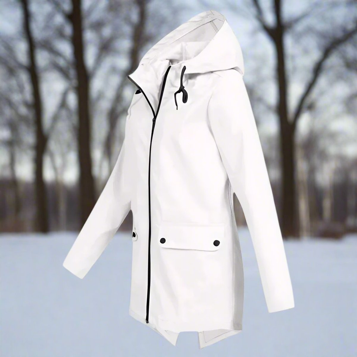 Maren - Women's Waterproof Hooded Rain Jacket Zip-up Longline - photo 9