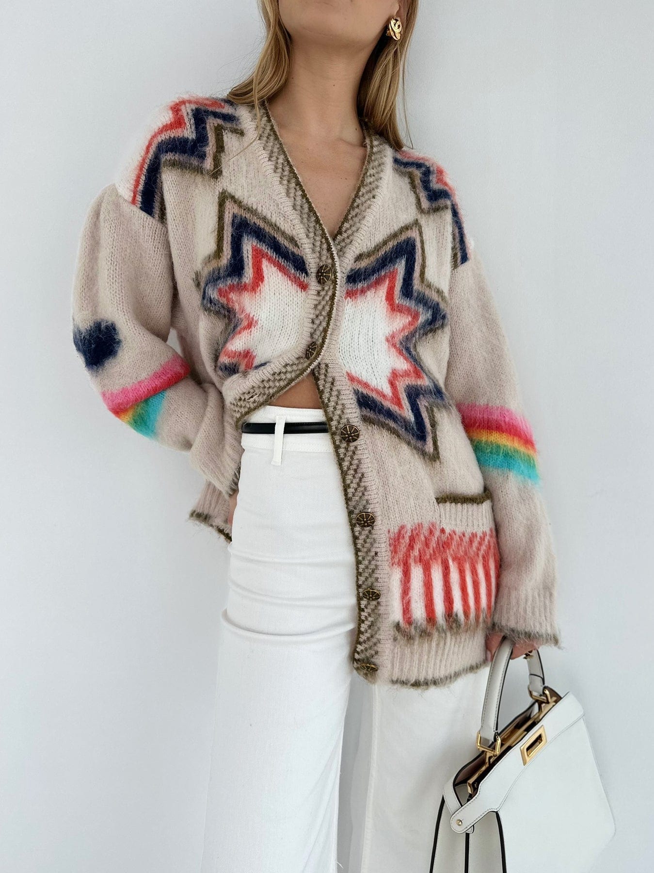 Marina - Women's Fringed Star Knit Cardigan - photo 1