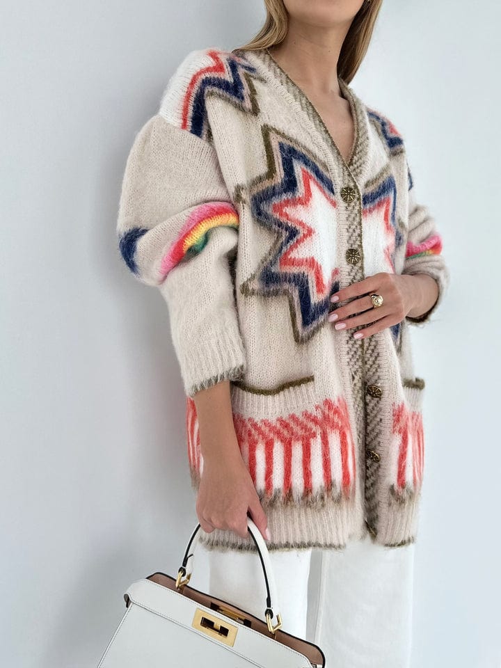 Marina - Women's Fringed Star Knit Cardigan - photo 4